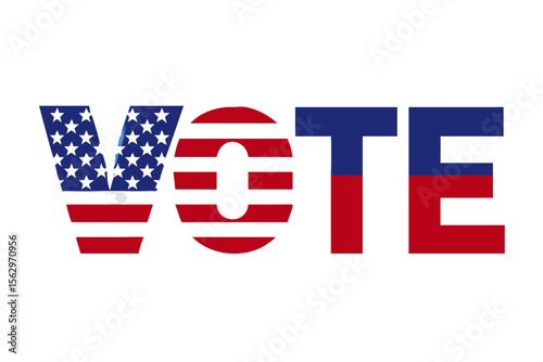 American flag inspired vote text on black background for election day