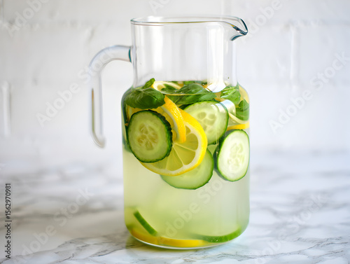 Refreshing cold lemonade in a glass with lemon, mint, and ice