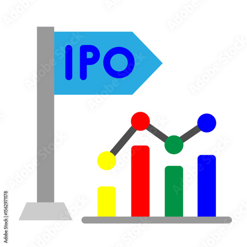 IPO (Initial Public Offering) Vector Flat Icon Design