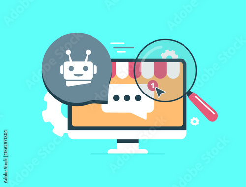 AI powered chatbots automate e-commerce support and improve virtual assistant ai services. AI powered chatbots enable efficient chatbot integration for customer experience. Vector illustration