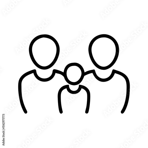 Family group icon depicting two adults and one child in minimal style  