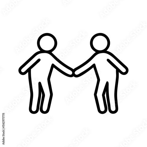 Two simple figures holding hands in an iconic people group design  