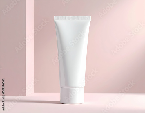 Minimalist Makeup Tube Mockup Pastel Pink Background