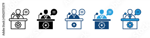 Speech icon set multiple style collection