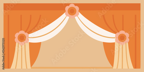 A vibrant cartoon circus tent with red flags unfurls against a blue sky, perfect for a fun carnival event poster