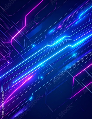 Dark Futuristic Tech Wallpaper with Neon Glow Lines