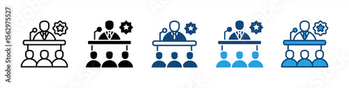 Politician icon set multiple style collection