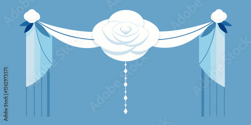 Colorful cartoon vector illustration of an angel with wings among pink flowers and a pinwheel