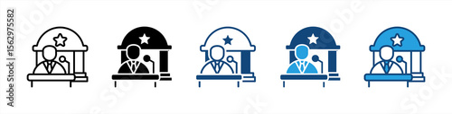 Government icon set multiple style collection