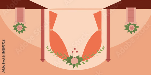 Elegant Floral Wedding Ceremony Arch Design Peach and Coral Hues