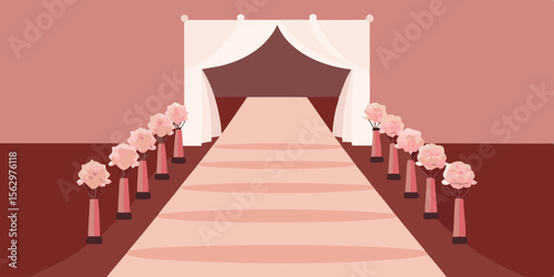 Red carpet on white background, a luxurious staircase for exclusive VIP celebrations, awards, and Hollywood entertainment, symbolizing success and prestige