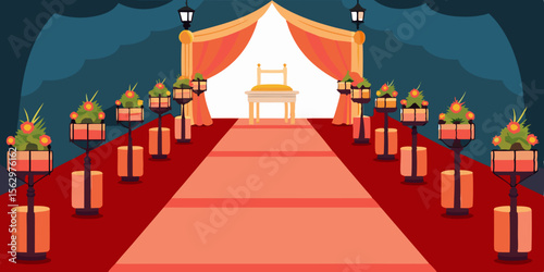 Red carpet success: 3D luxury entrance for a star-studded Hollywood premiere celebration