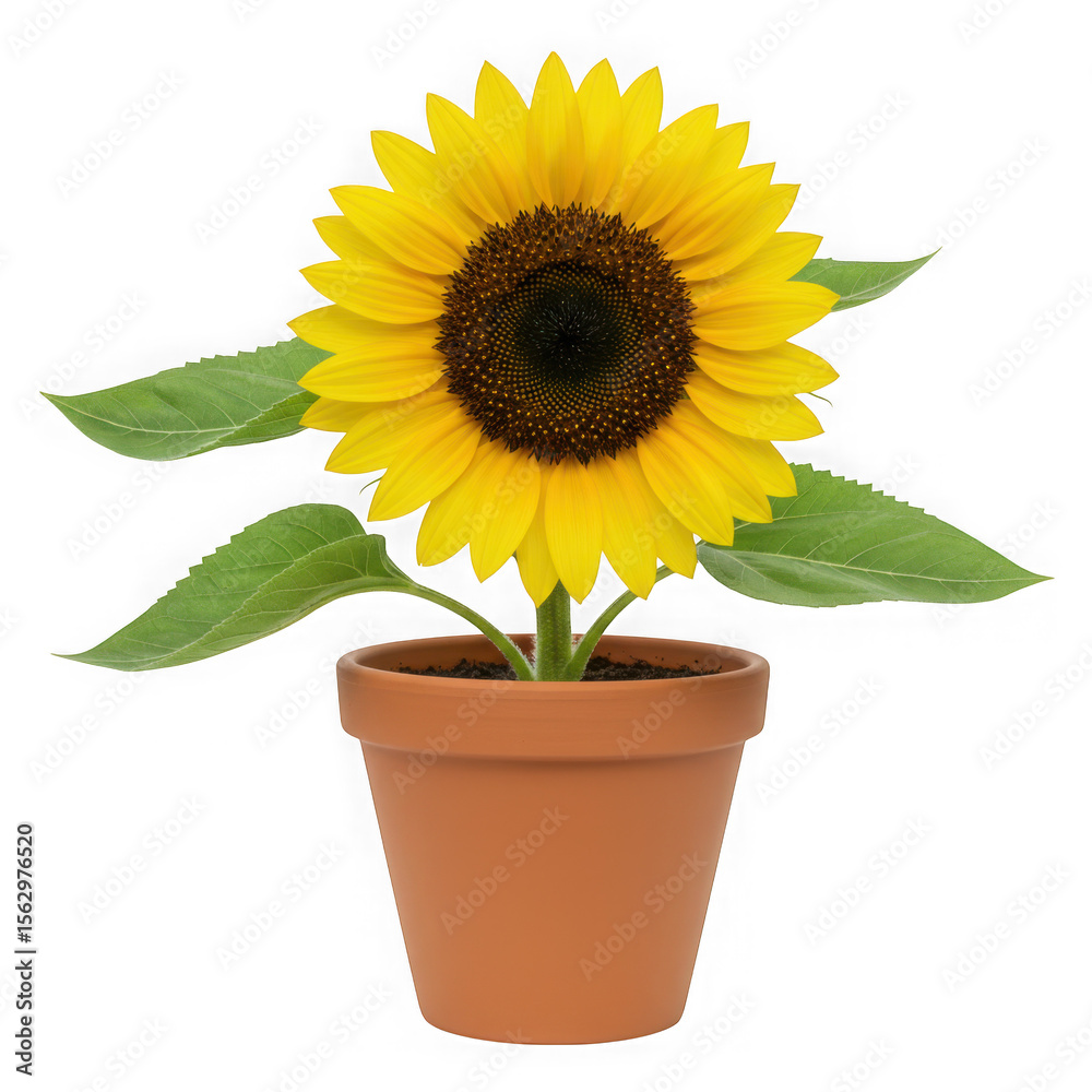 Obraz premium Sunflower in pot, yellow flower, plant, blossom, bloom