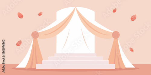 Red carpet entrance on white, a fun and festive vector illustration for a carnival or movie event celebration