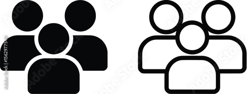 Three person group silhouette icon isolated on white background