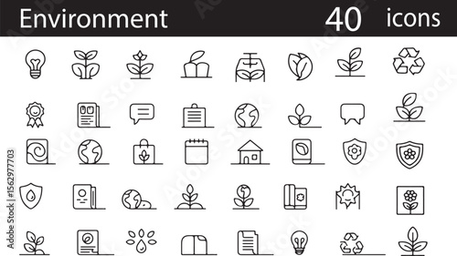 Environmental icons collection nature sustainability