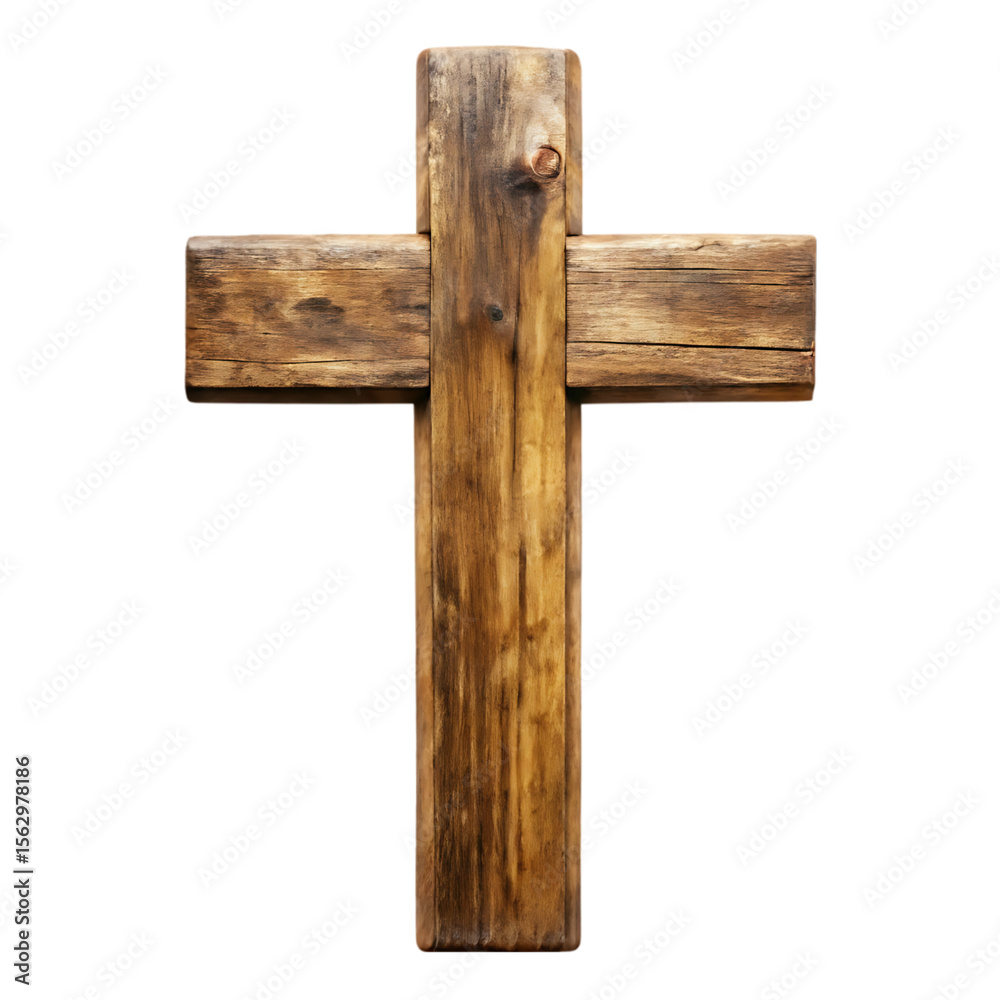Rustic Wooden Cross: Religious Symbol, Christian Faith, Weathered Texture Rustic Wooden Cross: Religious Symbol, Christian Faith, Weathered Texture