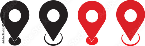 Set of pin vector icons set, Flat icon symbol, Map pointer icon vector, Pin icons for map and navigation vactor,