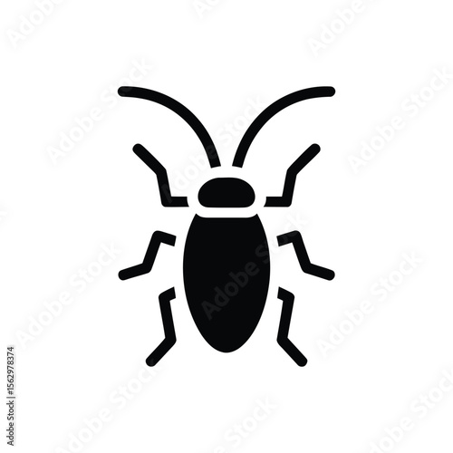 A black cockroach with visible antenna and legs displays clearly on a transparent background
