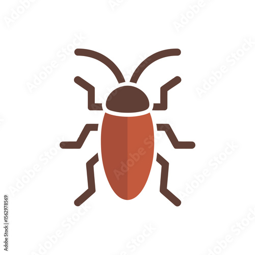 A brown and orange cartoon cockroach sits centered with a transparent background showing its antenna