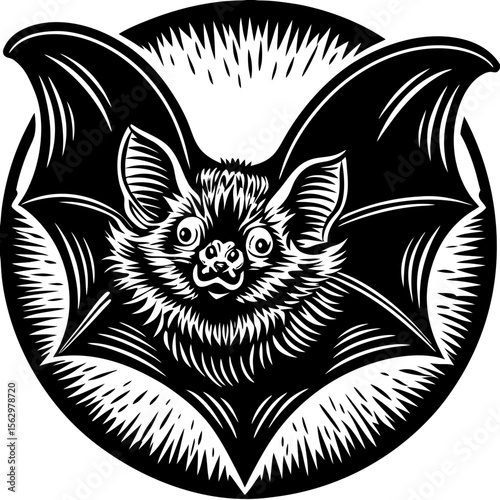 bat animal (linocut style)