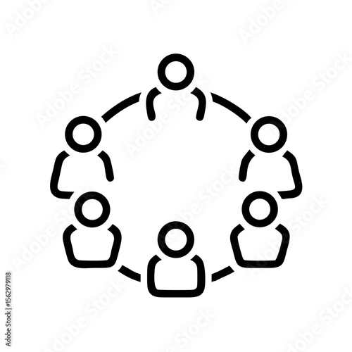Icon representing people sitting in a circle for group discussion  