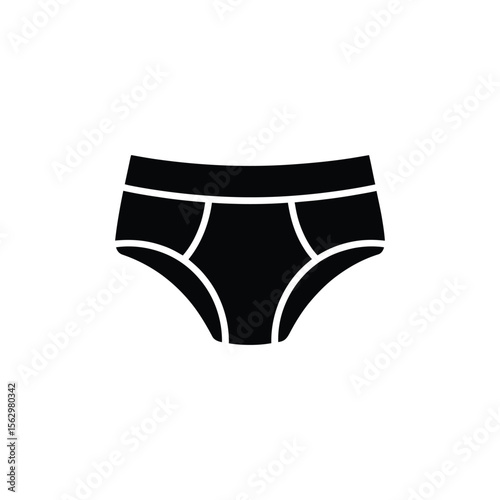 Black Men's Underwear Briefs Icon Simple, Solid Fill Illustration on White