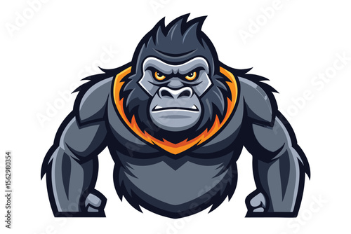 Cartoon gorilla in a polka dot shirt joyfully sings into a microphone, exuding vibrant energy