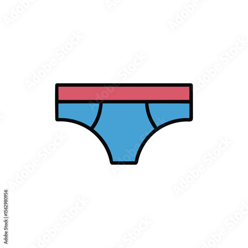 Blue underpants with a red band are displayed against a transparent background
