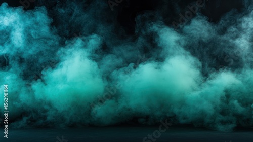 Turquoise smoke against black background