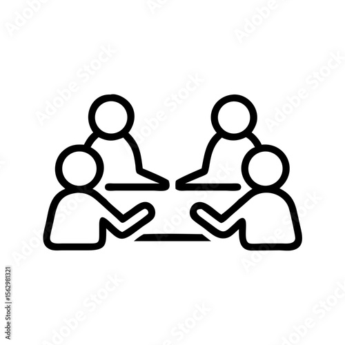 Four people discussing ideas around a table in a meeting setting - Concept of icon, people group  