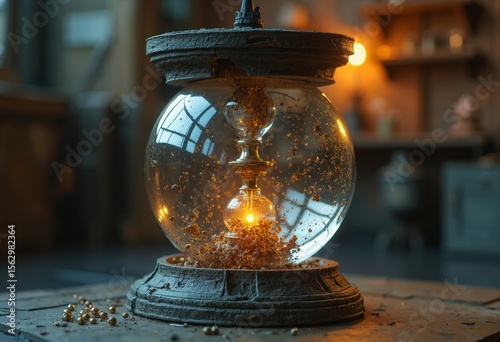 Close up of luminous ball swinging art photo