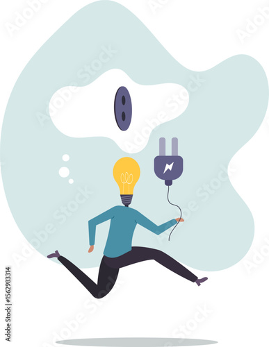 Inspiration or creativity to think of solution or solving business problem, imagination or innovation to success,character for design.