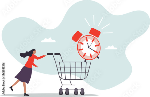 Buying time to delay or gain more time to do something, time is money,character for design.