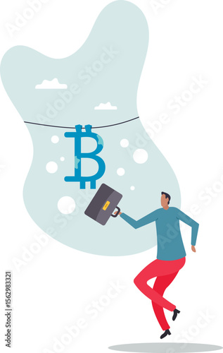 Bitcoin and cryptocurrency using for money laundering or payment in dark market, financial crime or criminal ransom pay.character for design.