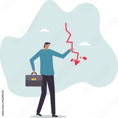 Stock or crypto currency price decline cause of market crash .character for design.