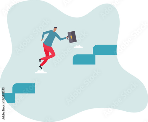 Overcome difficulty or obstacle to grow career path, challenge and risk to success and win business competition.character for design.