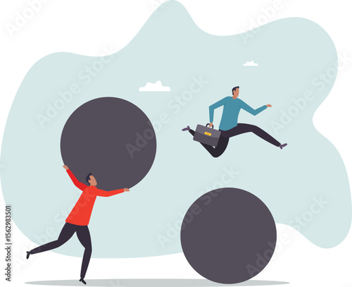 Work smarter not harder, efficient way with minimal effort to win business competition, better or difference strategy to outsmart competitor.character for design.