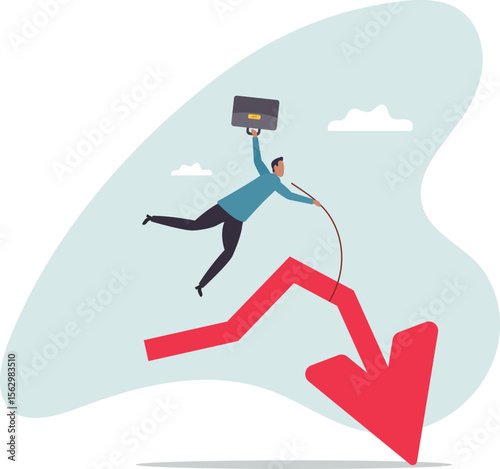 Stock market or crypto currency crash and going down, economic crisis or investing risk, volatility and fluctuation.character for design.
