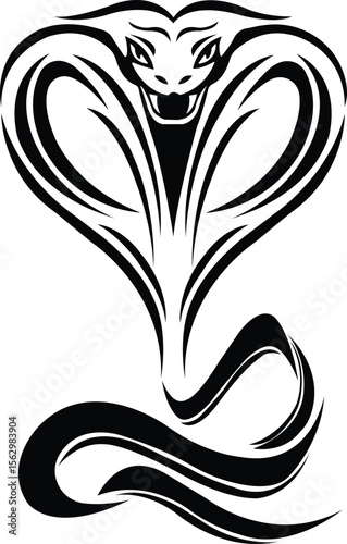 snake vector dangerous hooded serpent tribal design with open mouth silhouette