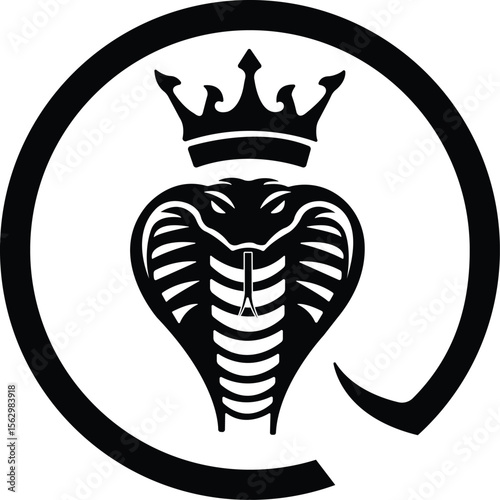 snake vector king cobra crowned serpent with bold border
, snake vector powerful royal cobra graphic in black silhouette