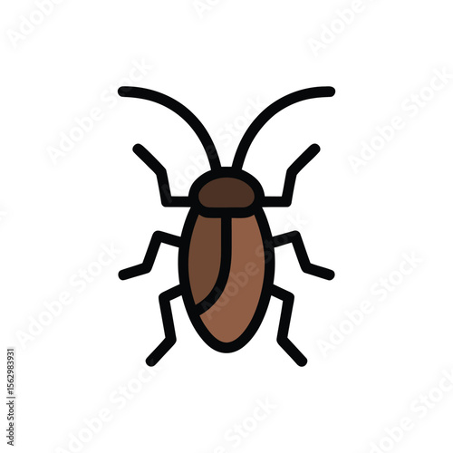 Fullbodied cockroach stands upright, presenting its complete form on a transparent background