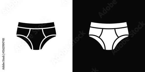Isolated Black and White of Men's Briefs Underwear, Flat Style Illustration on Split Background
