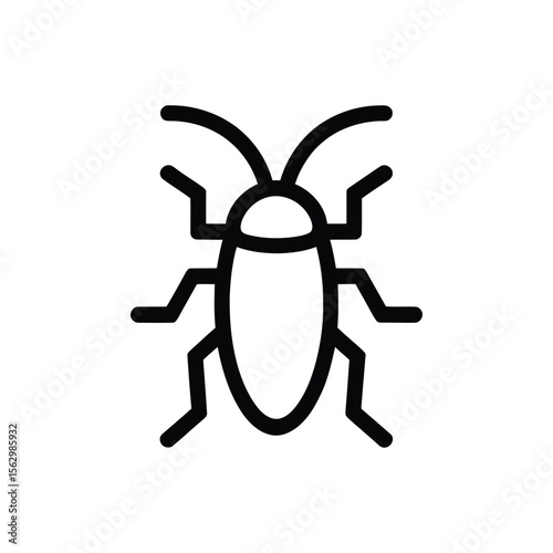 Isolated simple outline showing small cockroach standing still against a transparent backdrop