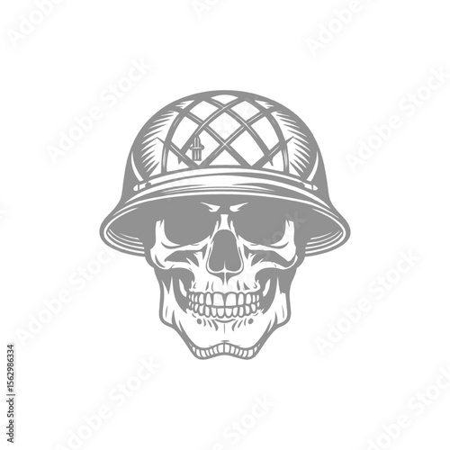 Skull with Military Helmet Illustration
