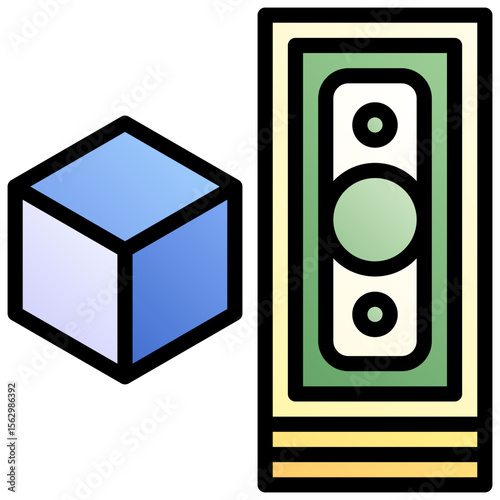 Product cost. Editable vector icon, coloured with outlined stroke.