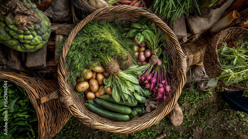 fresh herbs in a basket