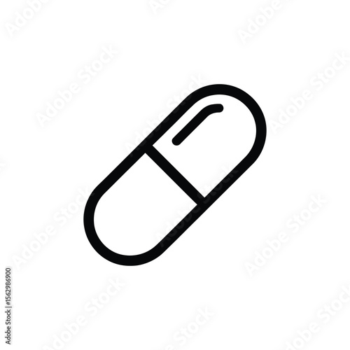 Minimalist pill icon conveys simple medication concept with a transparent background