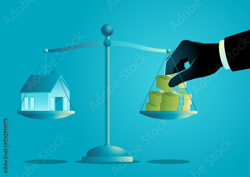 Symbolizing property appraisal, real estate value, housing market, housing inflation, asset valuation, mortgage, financial decision-making, and buying or selling property.