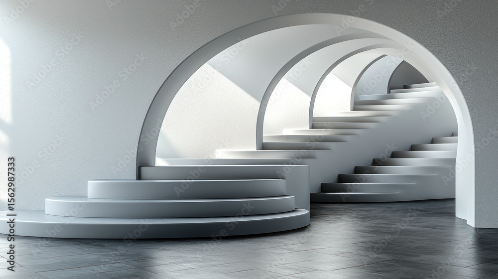 Obraz premium White arches frame minimalist steps